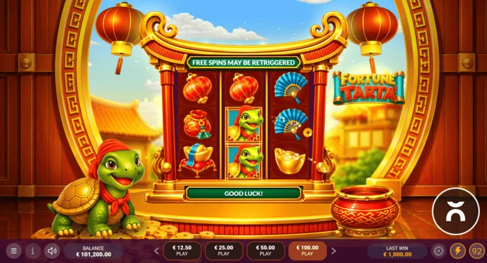 Fortune Tarta - pantalla de juego con carretes y tortuga